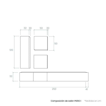 Composición de salón comedor Florencia ambiente 2 con mueble TV flotante y diseño elegante