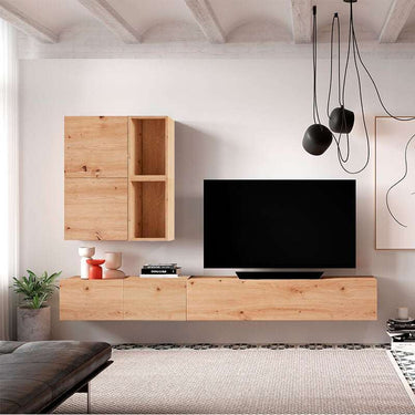 Composición de salón comedor FLORENCIA diseño moderno y elegante en madera con muebles funcionales