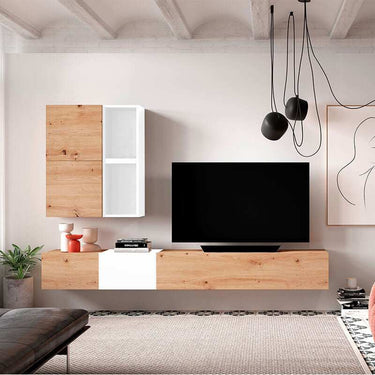 Composición de salón comedor FLORENCIA con muebles modernos y almacenamiento práctico