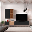 composición de salón comedor FLORENCIA con mueble TV flotante y cubos de almacenamiento modernos