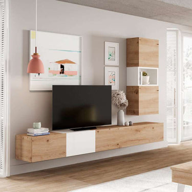 Composición de salón FLORENCIA ambiente 9 con diseño elegante y colores Artisan, Ébano y Blanco.