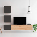 Composición de salón comedor FLORENCIA minimalista con tonos artesanal, ébano y blanco.
