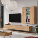 Composición de salón comedor Florencia con mueble TV y estanterías modernas en varios colores