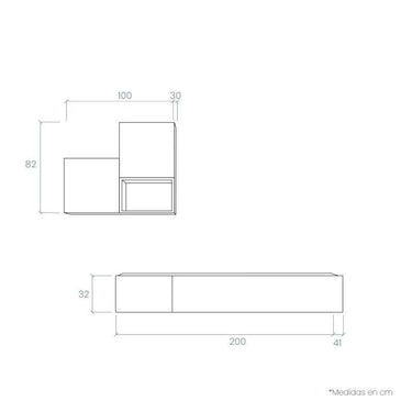 Composición de Salón Comedor FLORENCIA ambiente 8 minimalista y moderna en tonos artisan, ébano y blanco, muebles de melamina de alta calidad.