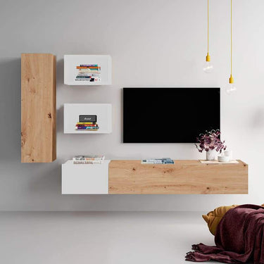 Composición de salón FLORENCIA 6 moderna y elegante con mueble TV flotante y almacenamiento funcional