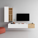 Composición de salón comedor FLORENCIA elegante y funcional de 250 cm en tonos Artisan, Ébano y Blanco, fabricada en España