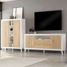 Composición de salón ASTI ambiente 4 con vitrina y mueble TV de almacenamiento robusto y diseño moderno.
