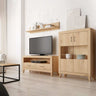 Composición salón ASTI ambiente moderno con mueble TV y vitrina de madera reciclada, diseño contemporáneo y acabado resistente