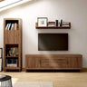Composición de salón ASTI en madera nogal con mueble TV y vitrina elegante