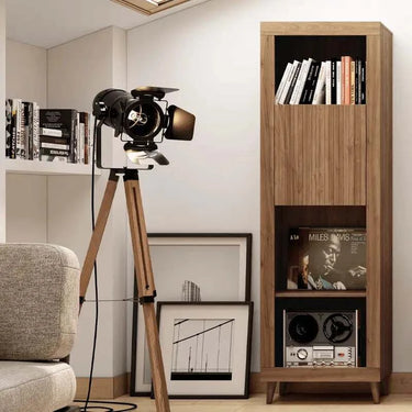 Composición de salón ASTI en color nogal con mueble TV y vitrina elegante