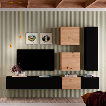 Composición de salón comedor Florencia ambiente 2 con mueble TV flotante y diseño elegante