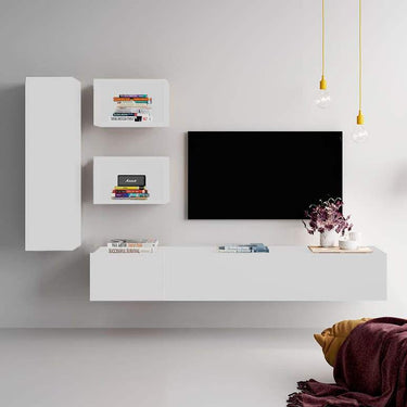 Composición de salón FLORENCIA 6 con mueble TV flotante y almacenamiento moderno