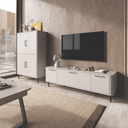 Mueble salón NAPOLI moderno con módulo bar y bajo TV en dos colores y almacenamiento oculto