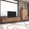 Mueble salón NAPOLI moderno con módulo bar y bajo TV en colores combinados