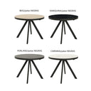 Mesa comedor redonda extensible DIVA con sobre porcelánico y estructura metálica, diseño elegante y funcional.