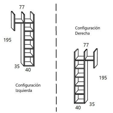Composición salón-comedor BOLONIA estilo nórdico moderno minimalista con módulos altos, estantería y mueble TV madera de alta calidad
