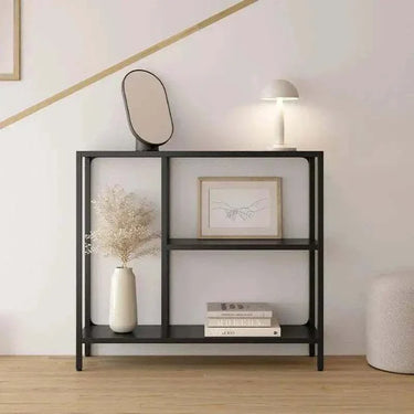 Estantería baja metálica AINATIT mod.2 en negro y blanco compacta