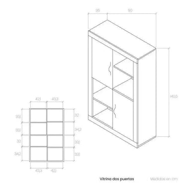 Estantería librería 2 puertas ASTI diseño minimalista madera España