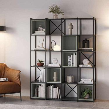 Estantería librería AYNA 140 metal y melamina colores crema terracota verde