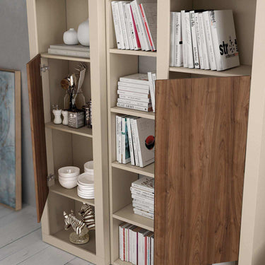 Estantería librería con trasera y 4 huecos abierta en roble fabricada en España