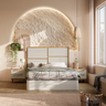 Dormitorio matrimonio Génova con cabezal polar y artisan, mesitas y diseño contemporáneo elegante