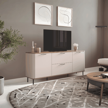 aparador salón NAPOLI moderno con cantos redondeados y almacenamiento elegante