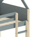 Litera montessori romántica color verde para niños con dos camas y somieres
