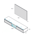 Mueble salón TIVOLI suspendido minimalista con panel de pared para TV en acabado personalizado