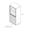 Vitrina baja de cristal TIVOLI 60 cm con puertas Parsol y almacenamiento cerrado elegante