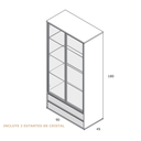 Vitrina simétrica TIVOLI con cristal Olas y perfil aluminio negro elegante y funcional para salón moderno