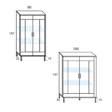 Mueble salón NAPOLI ambiente 4 con vitrina alta y baja para salón moderno y funcional