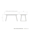 Mesa comedor extensible ROMINA con acabado melamínico efecto piedra y estructura metálica negra