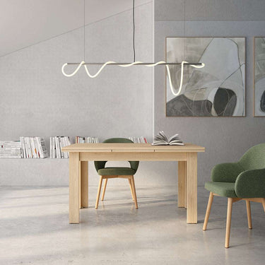 Mesa comedor extensible AGOSTINA moderna y funcional con sistema de 2 extensiones en roble