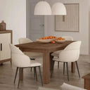 Mesa comedor extensible AGOSTINA modelo rectangular con sistema de 2 extensiones, fabricada en España en varios acabados.