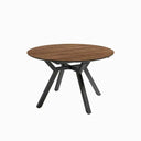 Mesa comedor redonda extensible modelo Giovanna con patas metálicas y sobre de madera en varios colores