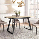 Mesa de comedor extensible ROMINA con acabado efecto piedra y estructura metálica robusta