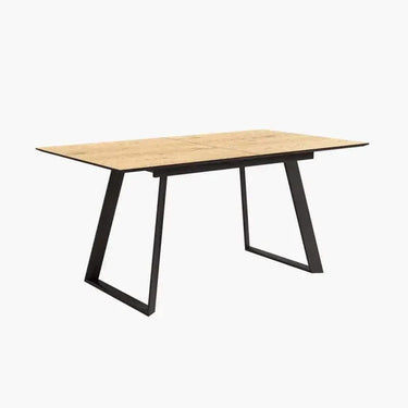 Mesa comedor extensible ROMINA en acabado madera con patas metálicas negras