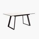 Mesa comedor extensible ROMINA con acabado en madera y estructura metálica negra