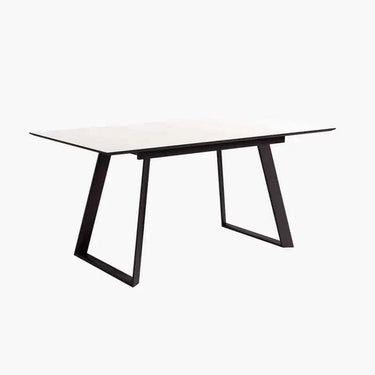 Mesa comedor extensible ROMINA con acabado en madera y estructura metálica negra