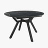 Mesa comedor redonda extensible con acabado efecto piedra y patas metálicas negras