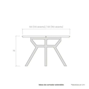 Mesa comedor redonda extensible modelo GIOVANNA con acabado efecto piedra y patas metálicas negras