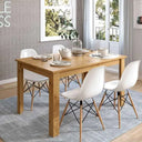 Mesa de comedor extensible ALLEGRA con patas en L y acabado de melamina de alta calidad.
