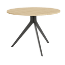 Mesa de comedor redonda fija ORTA con patas metálicas y sobre biselado