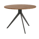 mesa de comedor redonda fija orta con sobre biselado y patas metálicas