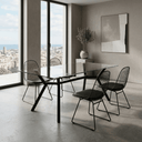 Mesa cristal rectangular ANITA con patas de hierro y sobre templado