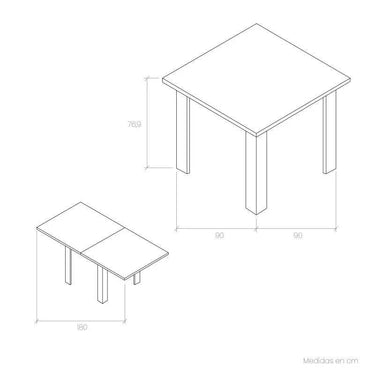 Mesa Comedor Cuadrada extensible de Libro mod. ROBERTA Mesa Salón