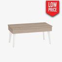 Mesa de Centro elevable mod. COSTANZA ROBLE NATURAL / Blanco Mesa centro