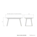 Mesa comedor extensible ROMINA PIEDRA con acabado efecto piedra y patas metálicas negras.