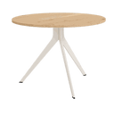 Mesa de comedor redonda fija ORTA con patas metálicas y sobre biselado