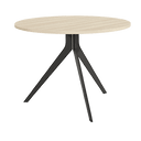 Mesa de comedor redonda fija ORTA con sobre biselado y patas metálicas